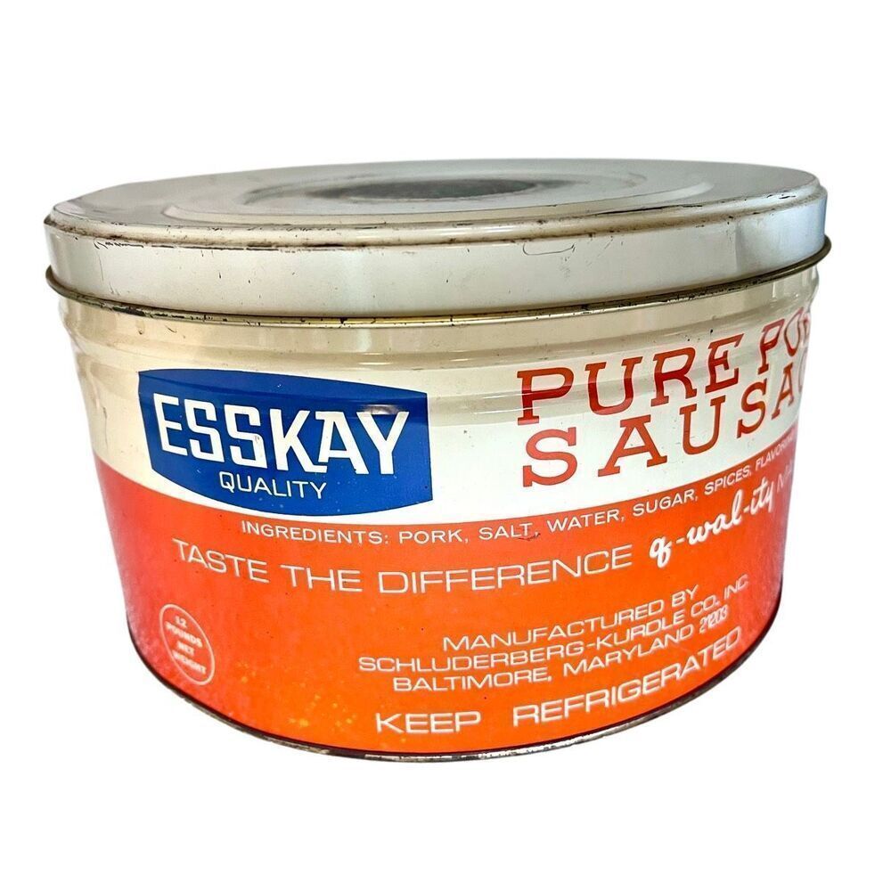Vintage Esskay Pure Pork Sausage 12LB Tin with Lid